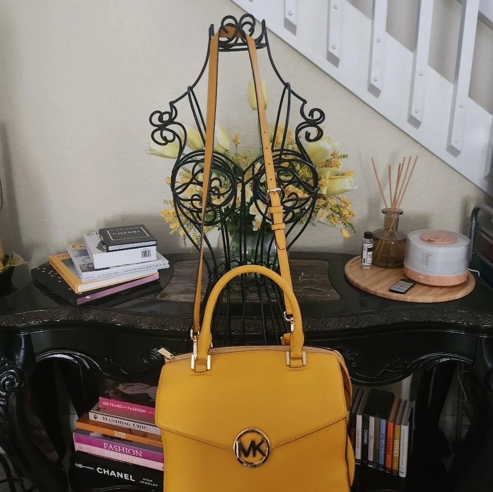 Michael Kors Yellow Leather Hudson Satchel